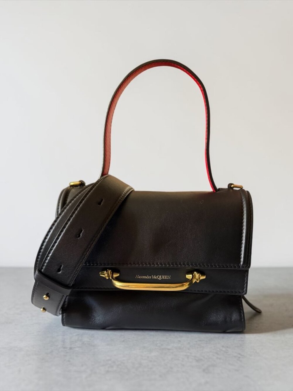 Alexander McQueen The Story Bag | Black Leather | Top Handle/Crossbody